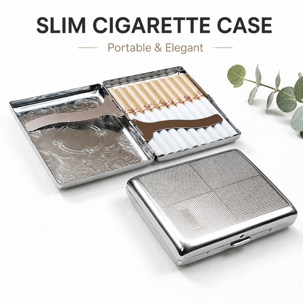 스테인리스 스틸 담배 케이스, 엠보싱 처리된 휴대용 금 - Smoking & Vaping Accessories 리뷰 및 가격
