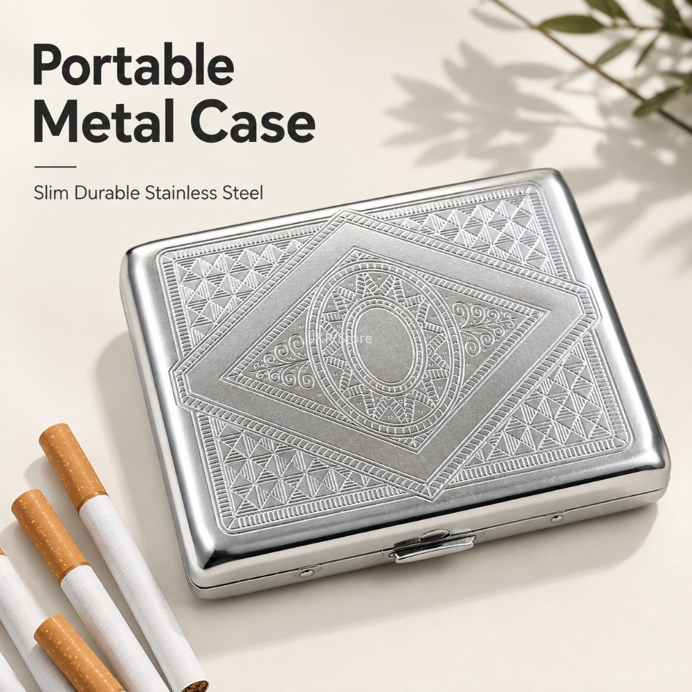 스테인리스 스틸 담배 케이스, 엠보싱 처리된 휴대용 금 - Smoking & Vaping Accessories 리뷰 및 가격
