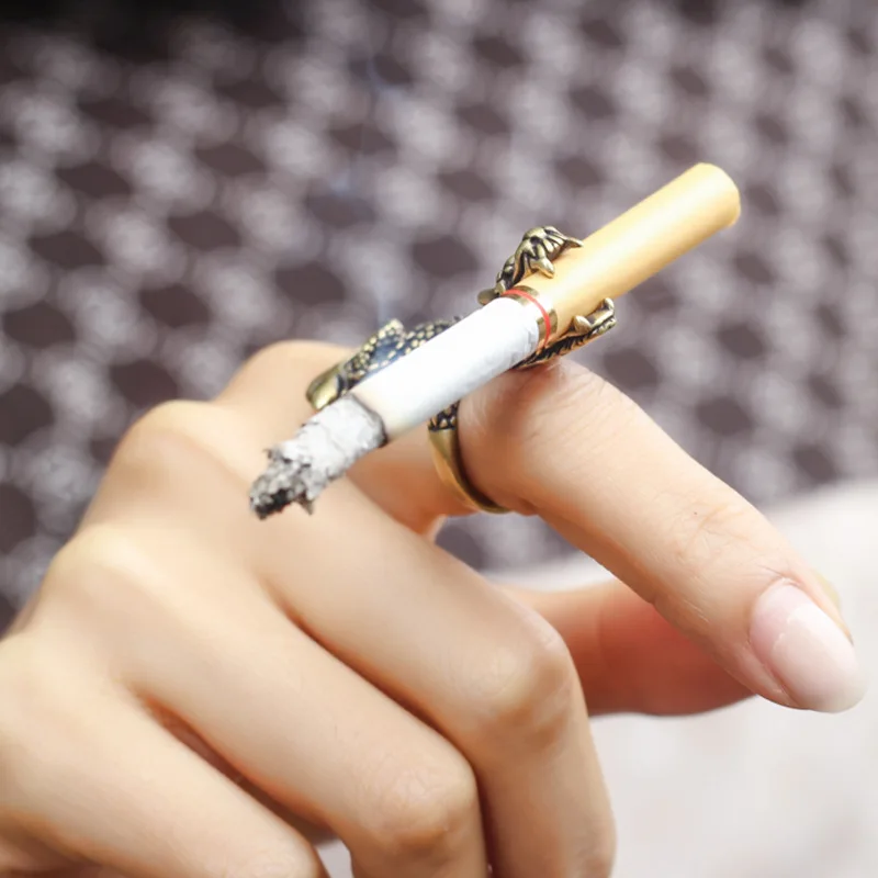 레트로 드래곤 담배 홀더 링 랙 손가락 클립 청동 오프 - Vape Ring 리뷰 및 가격